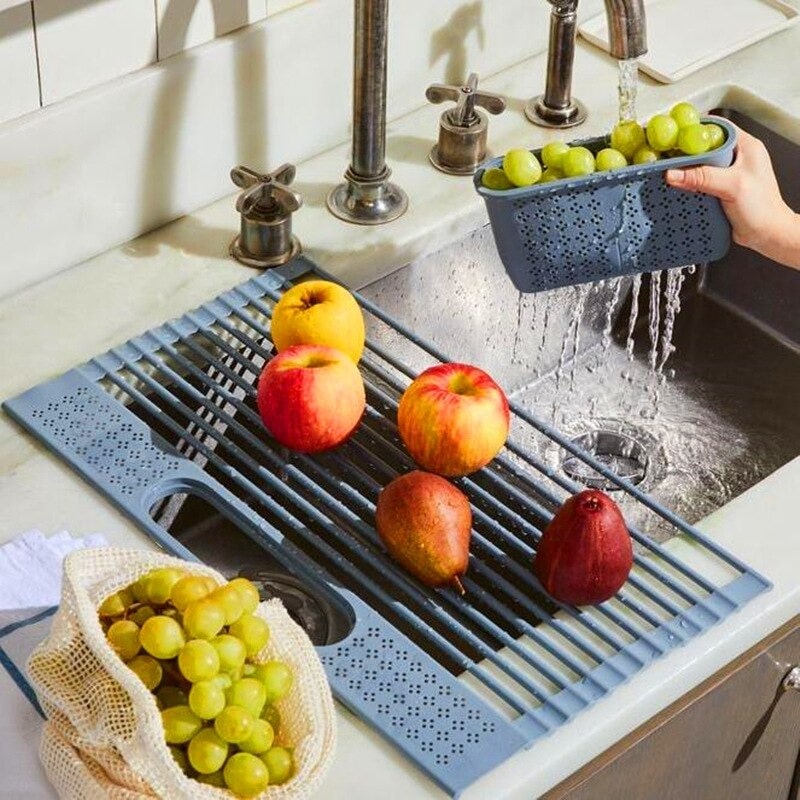 Égouttoir à vaisselle Silicium Panier pliable Cuisine Fruits Légumes